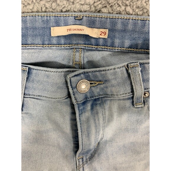 Levi's 711 Skinny 29x30 Light Wash Distressed Denim Blue Jean Pockets - Picture 6 of 16